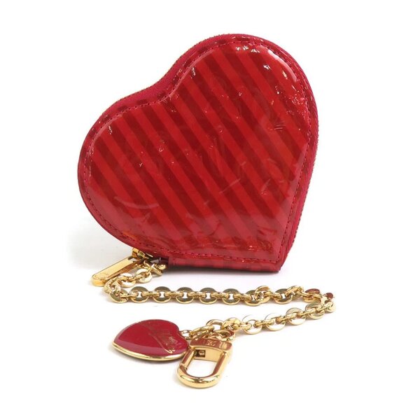 Auth LOUIS VUITTON Vernis Rayeur Porte Monnaie Coeur Coin Purse - Picture 1 of 8